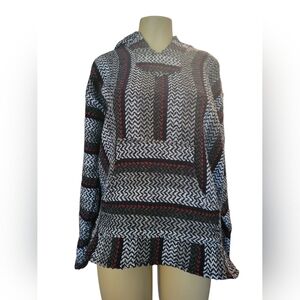 BAJA JOE Hooded Poncho Made In Mexico Aztec Medium Western Tribal